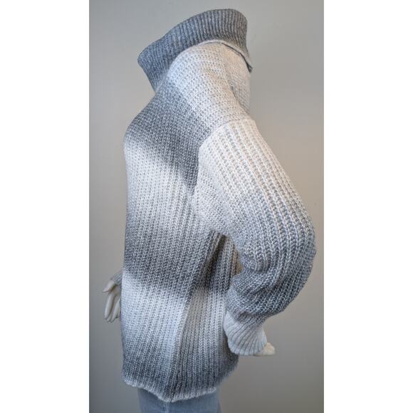 New Birch NY Turtleneck Sweater XL Gray White Ombre Gradient Cozy Classic Basics - Picture 5 of 9